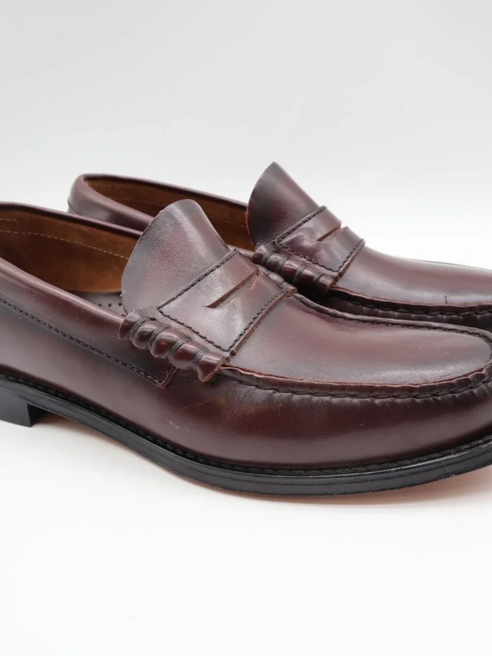 Barclay Vintage 70s 80s Mens 8 D Burgundy Leather Penny Loafers